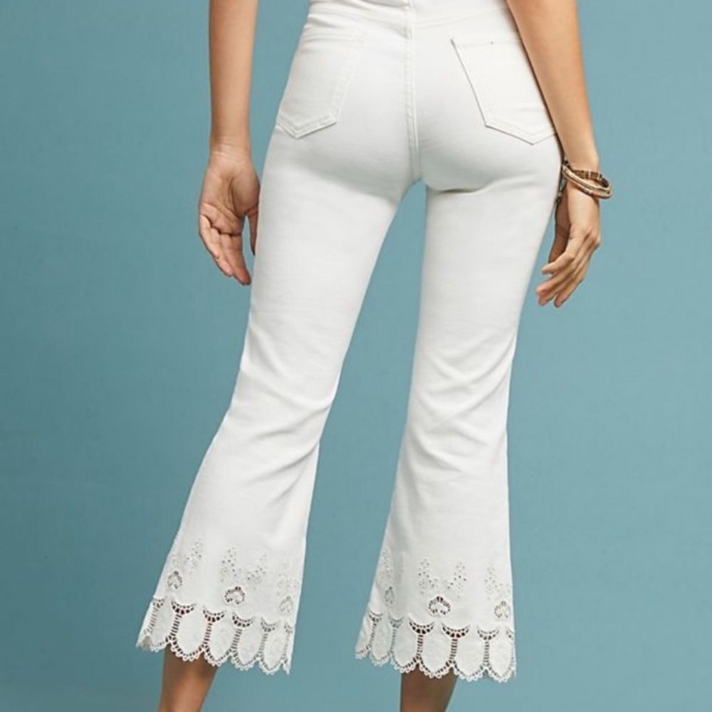 Anthropologie Pilcro High-Rise Cropped Flare Jeans White Size 26 - Picture 2 of 12